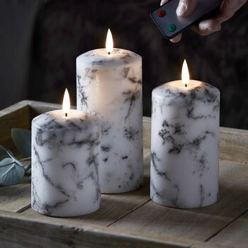Set Of Three Marble LED Candles, 3 of 3