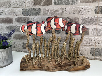 Hand Carved Wooden Clownfish Shoal Ornament, 4 of 10