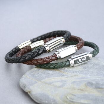 Men's Personalised Plait Bolo Leather Bracelet, 3 of 9
