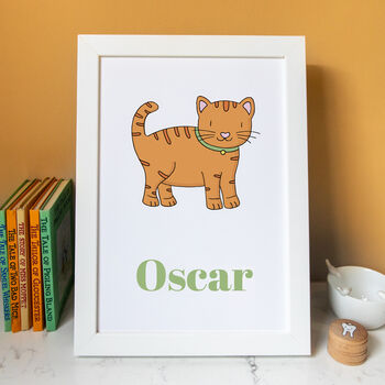 Personalised Children's Cat Print With Optional Frame, 2 of 3