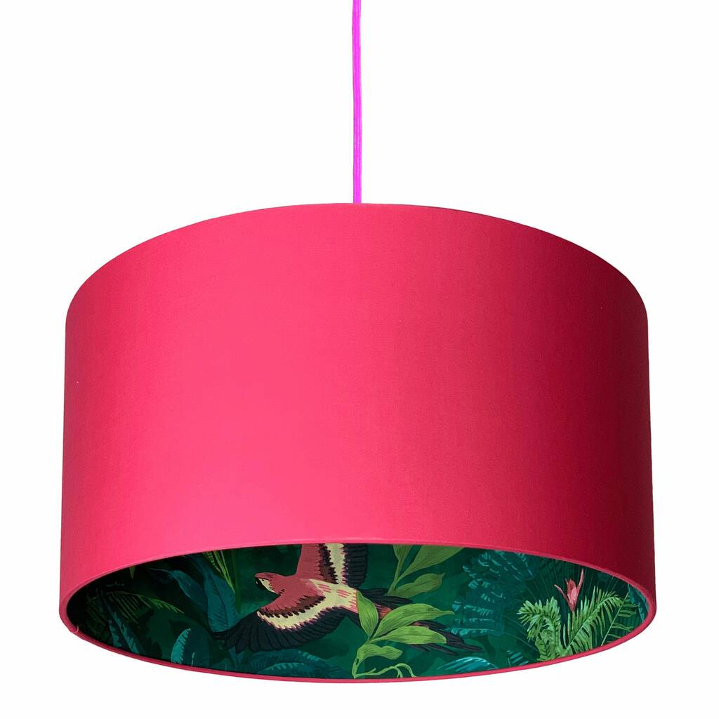 Bird Of Paradise Silhouette Lampshade In Watermelon, 1 of 5
