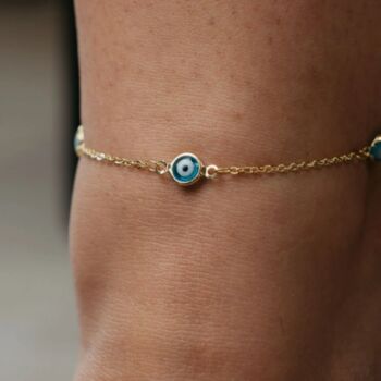 Silver Evil Eye Protection Nazar Foot Anklet, 3 of 3