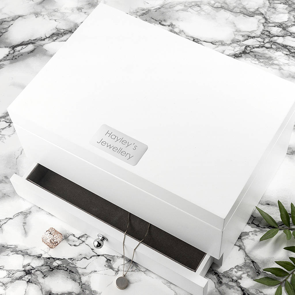 Personalised Luxury Powder White Jewellery Box By The Letteroom ...