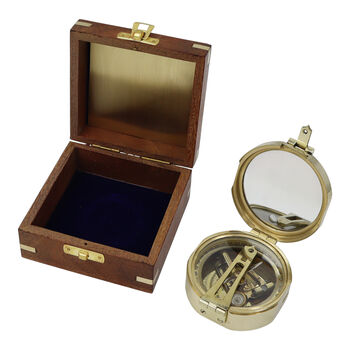 Personalised Brass Brunton Compass With Wooden Box, 6 of 11