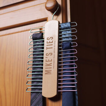 Personalised Name Wooden Tie Rack Hanger, 2 of 8