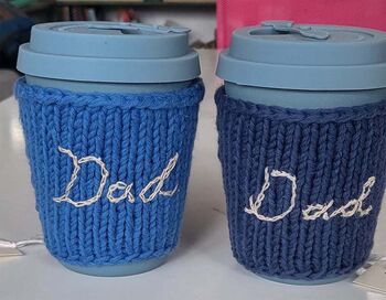 Hand Embroidered 'Dad' Travel Mug Cosy, 2 of 2