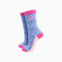 Embroidered Conch Shell Combed Cotton Socks In Blue/Pink, thumbnail 1 of 4