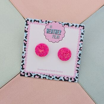 Circle Glitter Stud Earrings *More Colours Available*, 5 of 12