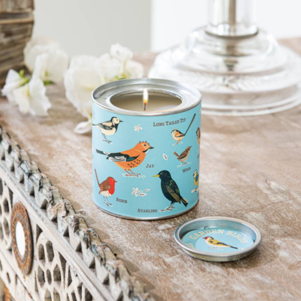 Garden Bird Design Scented Candle In A Tin By TheLittleBoysRoom