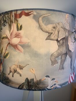 Fantasy Elephant Velvet Lampshade With Hot Air Balloons, 3 of 4