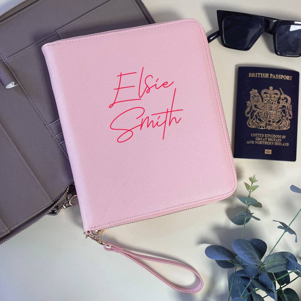Personalised Script Font Pink Travel Wallet, 1 of 2