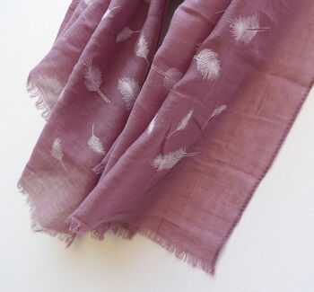 Rose Pink Feather Print Summer Scarf, 3 of 12