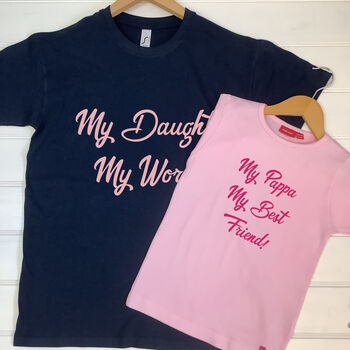 Personalised Dad And Child My Hero T Shirt Set, 2 of 8