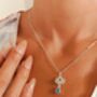 Lotus Blue Cubic Zirconia Sterling Silver Necklace, thumbnail 8 of 10