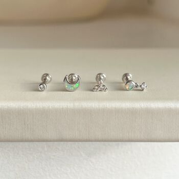 10k White Gold Tiny Diamond Labret Stud, 2 of 4