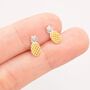 Pineapple Stud Earrings In Sterling Silver, thumbnail 2 of 11