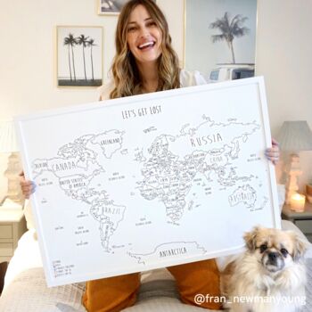 Personalised World Pin Board Map With Pins, 8 of 12