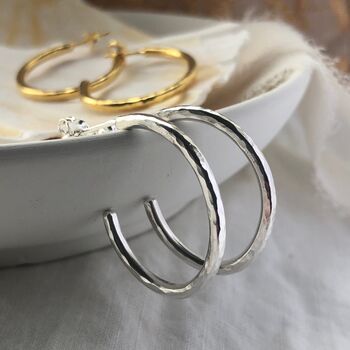 Sterling Silver And Gold Vermeil Oval Hoop Earrings, 2 of 8