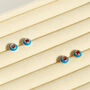 Sterling Silver Blue And Red Enamel Stud Earrings, thumbnail 1 of 11