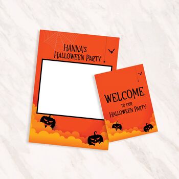 Pumpkin And Spider Web Halloween Party Frame, 2 of 7