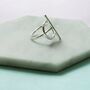 T Shape Overlapping Sterling Silver Minimalist Ring, thumbnail 7 of 9
