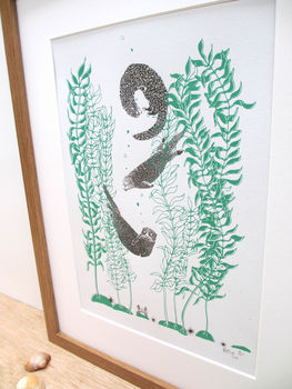 'Otters And Kelp' A Two Colour Art Print, 4 of 4
