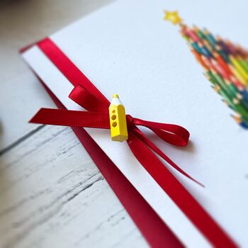 Thank You Teacher/Teaching Assistant, Handmade Christmas Card Pencil Design, 3 of 3