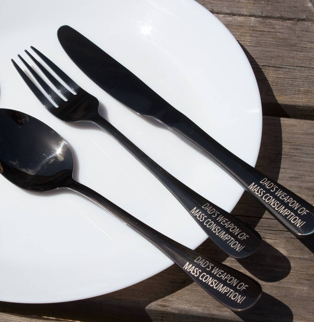 Stainless Steel Personalised Cutlery Set For Him, 1 of 7