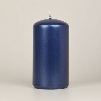 G Decor Grace Blue Metallic Shine Pillar Candles, 5 of 6