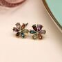 Multicolour Crystal Flower Stud Earrings, thumbnail 2 of 3