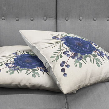 Blue Lotus Floral Pillow Covers With Blue And White, 4 of 7