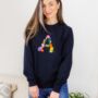 Floral Initial Embroidered Sweatshirt In Navy, thumbnail 2 of 3