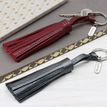 Personalised Luxury Nappa Leather Tassel Bag Charm, 11 of 12