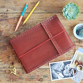 Handmade Stitched Distressed Leather Photo Album, 3 of 8