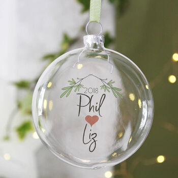 Couples Christmas Bauble Mistletoe Heart, 3 of 5