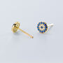 Sterling Silver Crystal Evil Eye Stud Earrings, thumbnail 2 of 5