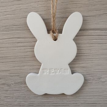 Personalised Easter Bunny Clay Decoration, 3 of 6