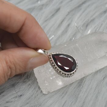Red Garnet Teardrop Pendant: Sterling Silver, 2 of 9