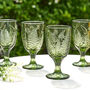 Set Of Four Botanical Fern Green Wine Goblets, thumbnail 1 of 7