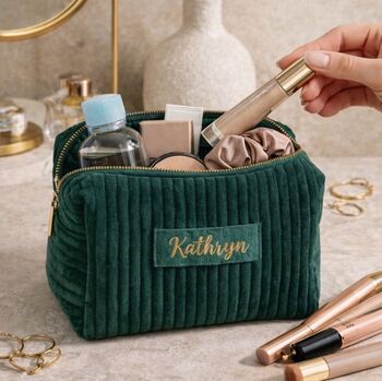 Personalised Soft Velvet Makeup Cosmetic Toiletry Bag, 3 of 7