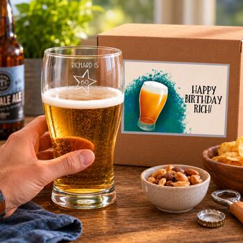 Personalised Engraved Pint Glass For 60th Birthday Gift, 2 of 8