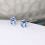 Extra Tiny Blue Cz Earrings In Sterling Silver, thumbnail 2 of 10