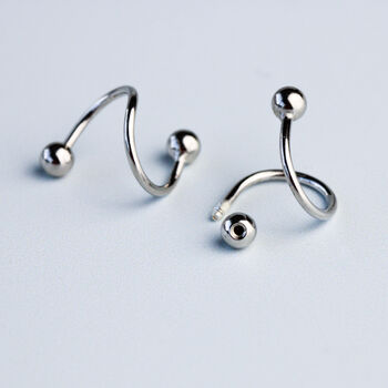 Sterling Silver Double Piercing Effect Spiral Earrings, 3 of 6