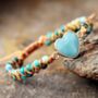 Natural Amazonite And Onyx Love Heart Stone Bracelet, thumbnail 1 of 6