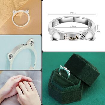 Customised Cat Name Sterling Silver Ring, 2 of 5