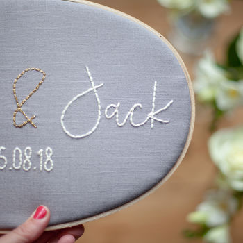 Personalised Wedding Embroidery Hoop Sign, 6 of 6