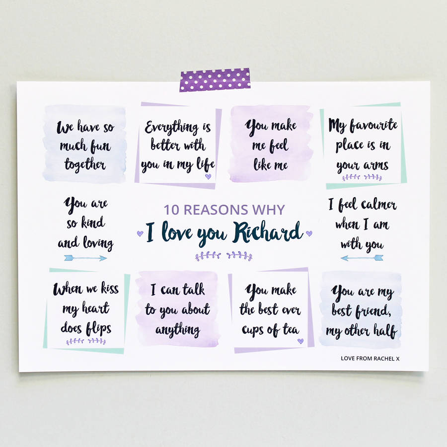 Reasons Why I Love You - Personalised Wooden Postcard Reasons Why I Love Yo...