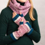 Knitted Fair Isle Wrist Warmers With Thumbs Naturals, thumbnail 4 of 10