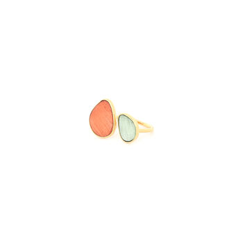 Gold Plated Duo Ring Fit All, Brown And Green, 2 of 3