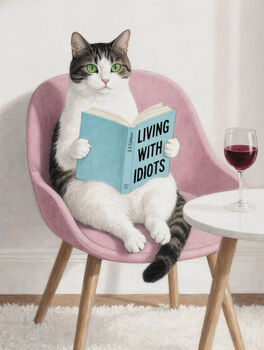 Your Own Cat Reading Book Wall Art Print | Customise Colours And Book Title, 12 of 12
